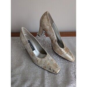 J. Renee Vtg Women's 8 M Sparkling Gold Silver Artsy Formal Pumps Heels Y2K 90s